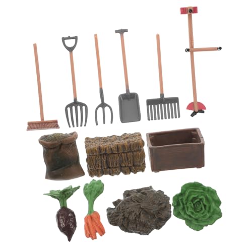 ZUNOXAZ 1 Set Spielen Bauernhof Futter Lebensmittel Zubehör Spielzeug Futter Set Mit Kunststoff Heuballen Stroh Gemüse Pflanzen Szene Werkzeuge Kuchen Topper Für Kinder Kleinkinder von ZUNOXAZ