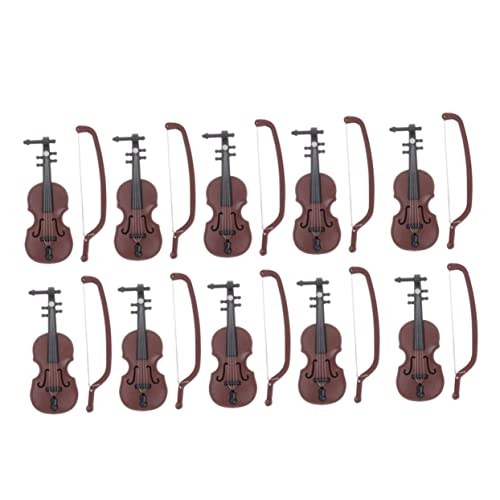 ZUNOXAZ 10 Sätze Mini Violin Deko aus Harz Filigrane Miniatur Violine als Edle Tischdekoration und Fotorequisite Stilvolles Holzinstrument für Zuhause Büro Geschenkidee und Sammler von ZUNOXAZ
