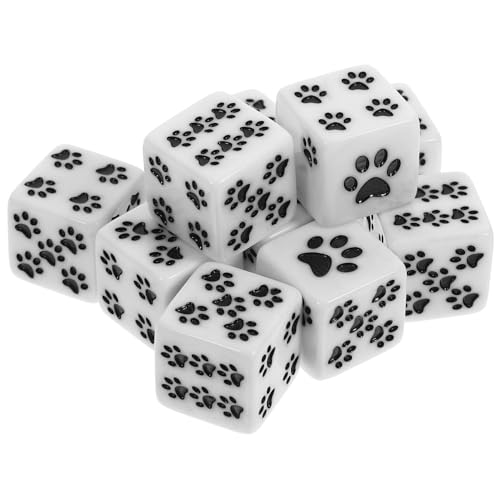 ZUNOXAZ 10 Stück Cartoon Paw Pattern Spielwürfel Teiliges Harzwürfel für Tischspiele Leichte und Langlebige Würfel für Partys und Bildungsspielzeug von ZUNOXAZ