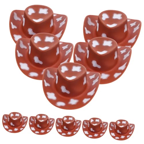 ZUNOXAZ 10 Stück Mini Cowboyhüte Plastische Miniaturhüte für Puppen DIY Bastelzubehör Western Party Dekoration Süße Doll Hüte für Puppenhaus und Kreative Fotoaktivitäten von ZUNOXAZ