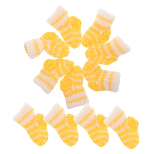 ZUNOXAZ 10 Stück Mini Strumpf Set für Puppen Handgestrickte Socken Weiß und Gelb für Winter Dekoration Zubehör für Puppen Outfits und Miniatur Szenen von ZUNOXAZ