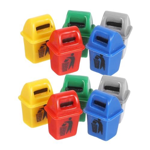 ZUNOXAZ 10 Stück Miniatur Mülltonnen Teilig Resin Abfalleimer Puppenhaus Zubehör Lifelike Recycling Behälter für Diorama Basteln Umweltbildung von ZUNOXAZ