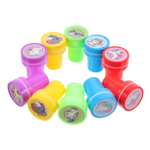 ZUNOXAZ 10 Stück Teiliges Einhorn Stempelset für Kleine Stempel Cartoon Motivstempel für Scrapbooking Geburtstagsmitbringsel Junge Mädchen Klassenzimmer Belohnungen von ZUNOXAZ