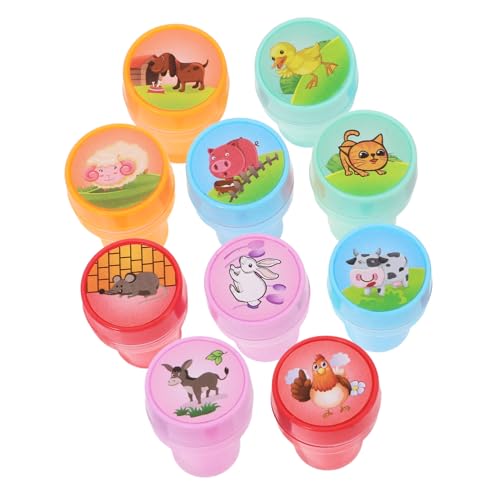 ZUNOXAZ 10 Stück Teiliges Farmtier stempelset Selbstfärbend für Klassenzimmer belohnungen Geburtstagsfeiern Partygeschenke Kreatives Spiel für Mädchen Jungen von ZUNOXAZ