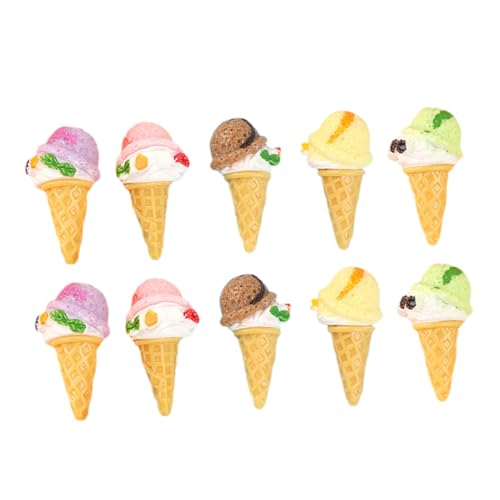 ZUNOXAZ 10 Stück Teiliges Gefälschte Eistüten aus Resin Realistische Mini eiscrememodelle in Bunten Farben Vielseitig als Fotorequisite und Dekoration für Laden und Puppenhaus Geeignet von ZUNOXAZ