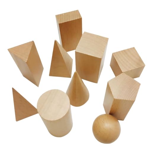 ZUNOXAZ 10 Stück Teiliges Geometrisches Holzbausteine für Pädagogisches Konstruktionsspielzeug Glattes Buchenholz Fördert Räumliches Denken und Kreativität Leicht und Tragbar von ZUNOXAZ