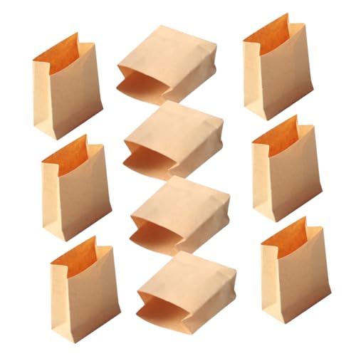 ZUNOXAZ 10 Stück Teiliges Mini Papiertüten für Puppenhaus Dekorationen Realistische Backbeutel für Küchen Aufbewahrung für Kleine Backwaren und Puppenzubehör von ZUNOXAZ