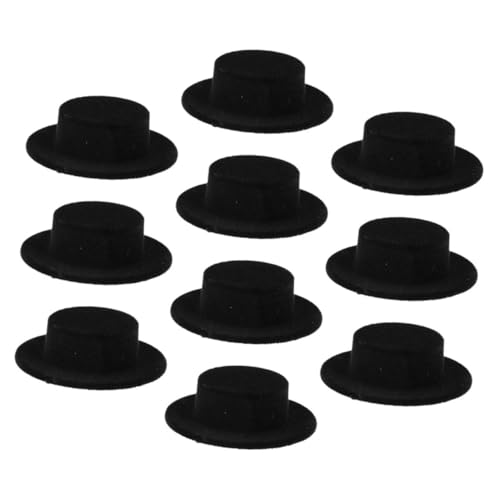 ZUNOXAZ 10 Stück Teiliges Miniatur Clownshüte aus Schwarzem Flockstoff Dekorative Puppenhüte für DIY Bastelprojekte Vielseitige Weihnachts und Partydekoration für Puppenkleidung und von ZUNOXAZ