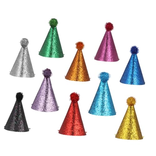 ZUNOXAZ 10pcs Kinder Glitzernde Geburtstagsfeier Wiederverwendbare Farbenfrohe Zapfenkappen Funkelnd Alles Zum Geburtstag Kopfbedeckung Für Babypartys Und Hochzeiten von ZUNOXAZ