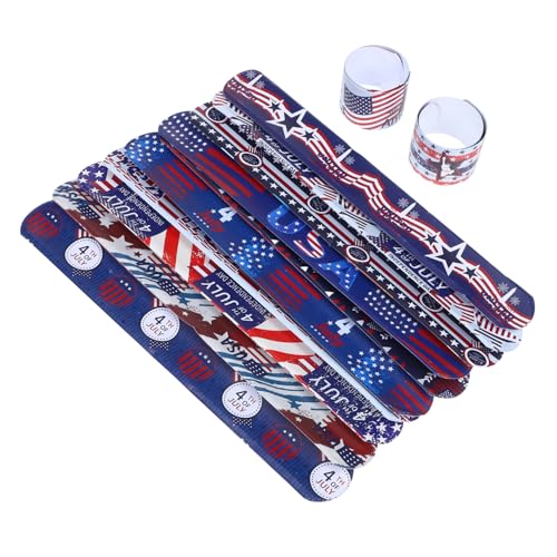 ZUNOXAZ 12 Stück PVC Slap Armbänder für Unabhängigkeitstag Party Slap Bracelets mit Patriotischen Motiven für Feierlichkeiten und Kreative Deko von ZUNOXAZ