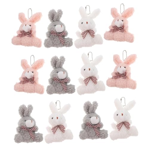 ZUNOXAZ 12 Stück Plüsch Kaninchen Schlüsselanhänger Weicher Kuscheltier Anhänger Bunte Mini Hasen Deko für Rucksack Tasche Auto Kleines Leichtes Bunny Pendant Zufällige Zufällige Farbe von ZUNOXAZ
