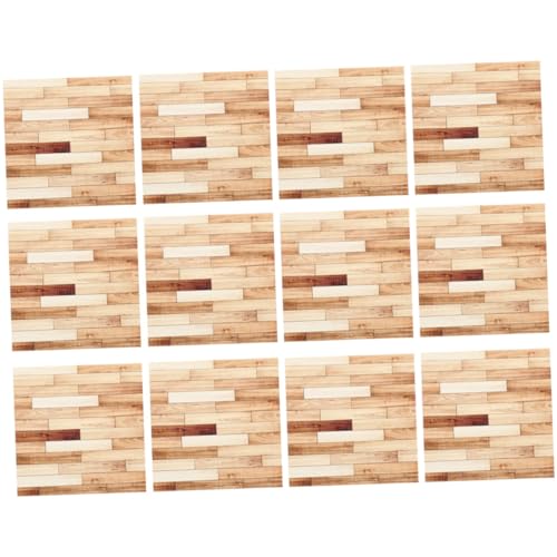 ZUNOXAZ 12 Stück Teiliges Fußbodenaufkleber im Holzdesign für Puppenhäuser Selbstklebende Bodenbeläge für Kreative DIY Szenen und Miniaturdekorationen von ZUNOXAZ