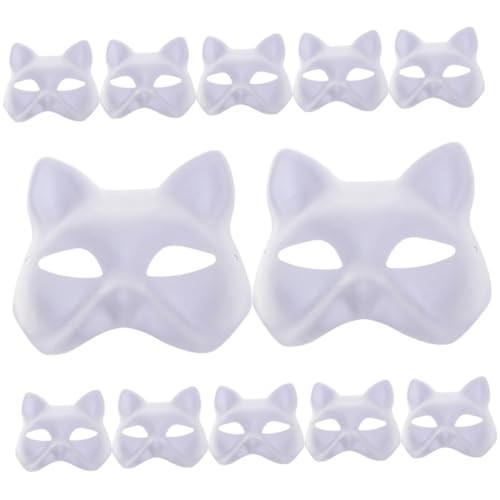 ZUNOXAZ 12 Stück Teiliges Handbemalte Katzen Halbmasken aus Umweltfreundlichem Papierpulp Leere DIY Masken für Karneval Halloween Kostümpartys und Bühnenauftritte Robust und Leicht zu ZUNOXAZ 12 Stück Teiliges Handbemalte Katzen Halbmasken aus Umweltfreundlichem Papierpulp Leere DIY Masken für Karneval Halloween Kostümpartys und Bühnenauftritte Robust und Leicht zu von ZUNOXAZ