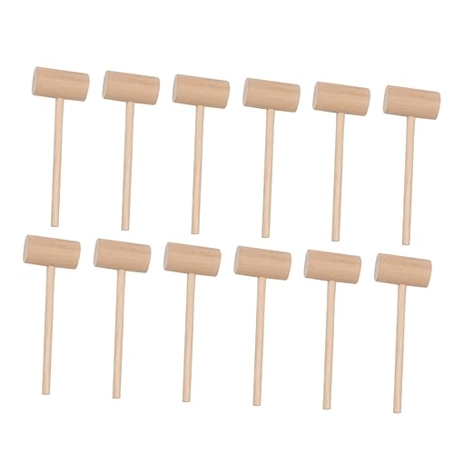 ZUNOXAZ 12 Stück Teiliges Mini Holzhammer Pädagogisches Kinderspielzeug Langlebiger Holzschläger mit Langem Griff Fördert Hand Koordination und Geschicklichkeit für Jungen und Mädchen von ZUNOXAZ