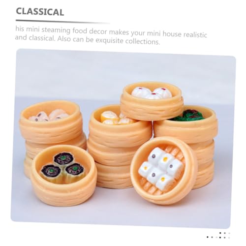 ZUNOXAZ 12 Stück Teiliges Miniatur Gedämpfte Brötchen Modellset Chinesischer Mini dampfgarer Detailreiche Mini Food Dekoration für Puppenhaus Küchenspielzeug und Fotorequisiten von ZUNOXAZ
