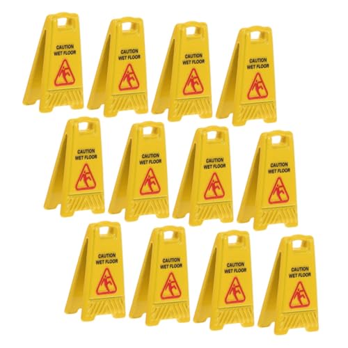 ZUNOXAZ 12 Stück Teiliges Miniatur Warnschild Vorsicht Nasser Boden für Puppenhaus Realistische rutschfeste Sicherheitszeichen Detailreiche Mini Dekoration für Interaktives Lernspiel und von ZUNOXAZ