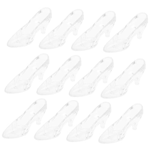 ZUNOXAZ 12 Stück Teiliges Transparente Kristallschuhe Dekorative Mini High Heels Acryl Schmuckfigur für Wohn Bürodekoration Elegante Geschenkidee für Hochzeit und Party von ZUNOXAZ