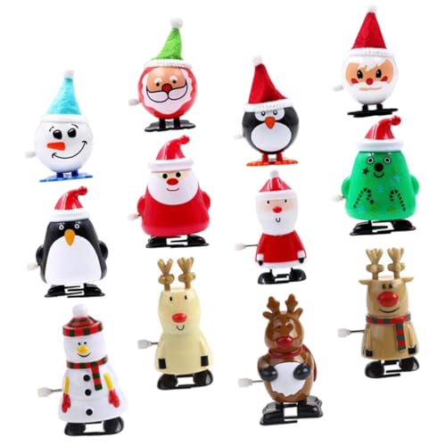 ZUNOXAZ 12 Stück Teiliges Weihnachts Santa Aufziehspielzeug Langlebige Mini Mechanismus Figuren Leichte Lustige Xmas Dekoration für Erwachsene für Partyspaß und Festliche Stimmung von ZUNOXAZ