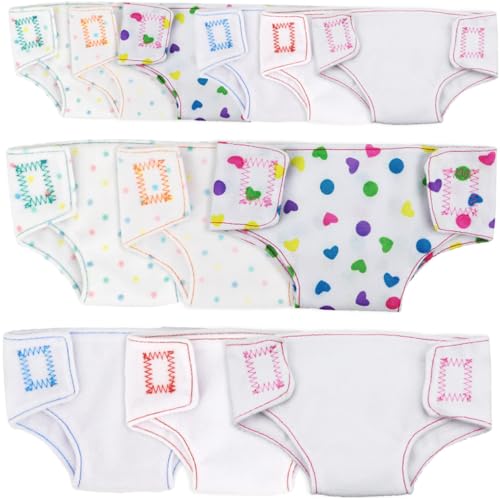 ZUNOXAZ 12 Stück Teiliges Wiederverwendbare Stoffwindeln Puppen Bunte Puppenunterwäsche aus Hochwertiger Baumwolle Pädagogisches für Mädchen als Geschenk zu Geburtstag und Weihnachten von ZUNOXAZ