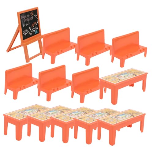 ZUNOXAZ 13 Stück Teiliges Mini Klassenzimmer Modellset mit Tafel Schreibtisch und Stuhl Detailreiche Miniatur Möbel für Puppenhaus Spielzimmer Dekoration und Kinderzimmer Szenenlayout von ZUNOXAZ
