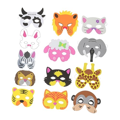 ZUNOXAZ 13 Stück Teiliges Tiermasken aus Robustem Eva Material Niedliche Tiergesichter Bemalbare Halloween und Karnevalsmaske Vielseitig für Kostümpartys Cosplay und Geburtstagspartys von ZUNOXAZ