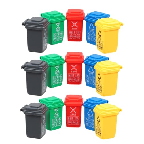 ZUNOXAZ 15 Stück Mini Mülltonnen Teilig Pädagogische Mini Mülleimer für Interaktive Müllsortier Spielzeuge Puppenhaus Zubehör Umweltbewusste Lernspielzeuge für Zuhause und Schule von ZUNOXAZ