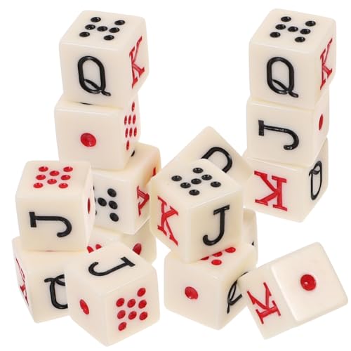 ZUNOXAZ 15 Stück Teiliges Pokerwürfel aus Elfenbeinfarbenem Material Tragbare Spielwürfel mit Buchstaben Jqk Leicht Robust und Vielseitig für Party Familienspiele und Pokerwürfel von ZUNOXAZ
