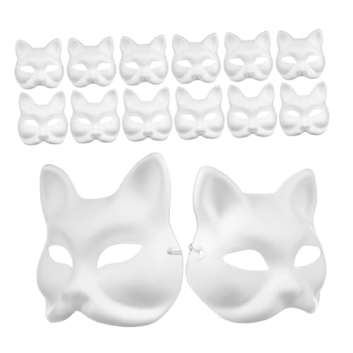 ZUNOXAZ 16 Stück Teiliges DIY Weiße Bastelpapiermasken Katzen und Fuchsdesigns Unbemalt zum Bemalen und Dekorieren Vielseitig für Faschingsmasken und Gruppenkunstprojekte Kreative von ZUNOXAZ