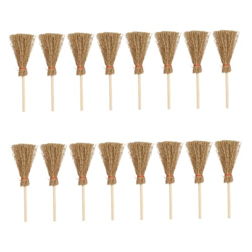ZUNOXAZ 16 Stück Teiliges Mini Besen Puppenhäuser Miniatur reinigungsbürsten Dekorative Mini hausbesen Realistische Bastelaccessoires für DIY und Puppenhausgestaltung von ZUNOXAZ