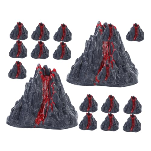 ZUNOXAZ 16 Stück Teiliges Realistisches Vulkanmodell aus Kunststoff Detailgetreues Miniatur vulkanspielzeug mit Lava Simulation für Wissenschaftliche Experimente Dekoratives von ZUNOXAZ