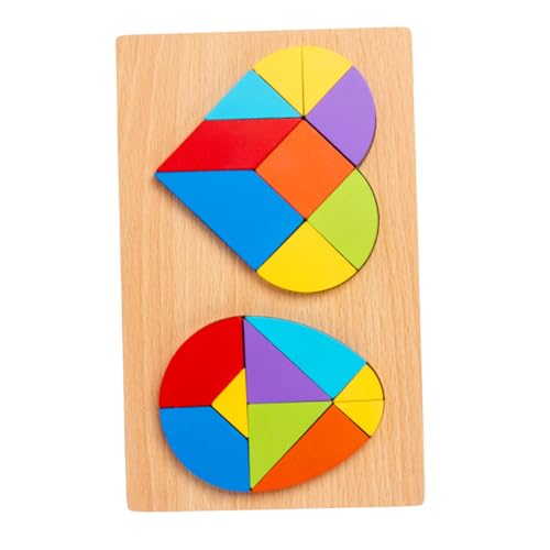 ZUNOXAZ 1Satz Holzpuzzlespielzeug für Herz und Eierform Tangram Lernspielzeug zur Kognitiver Fähigkeiten für Vorschule und Kindergarten von ZUNOXAZ