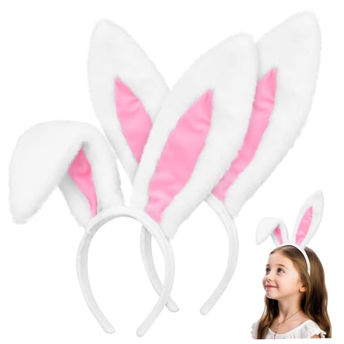 ZUNOXAZ 2 Fluffy Bunny Ears Haarreif Teiliges aus Weichem Stoff Elastisch Süßes Hasenohren Stirnband für Halloween Party Karneval Kostüm Zubehör und Vielseitige Festdekoration von ZUNOXAZ