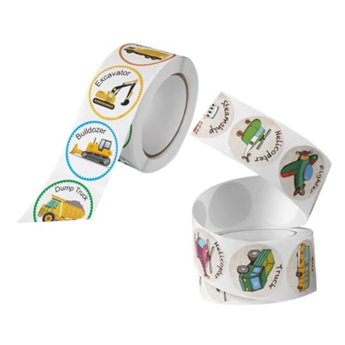 ZUNOXAZ 2 Rollen Belohnungssticker Fahrzeuge Muster Selbstklebend für Kindergarten Schule Lehrer Anerkennung Motivationsaufkleber für Belohnungstabellen und Bastelprojekte von ZUNOXAZ