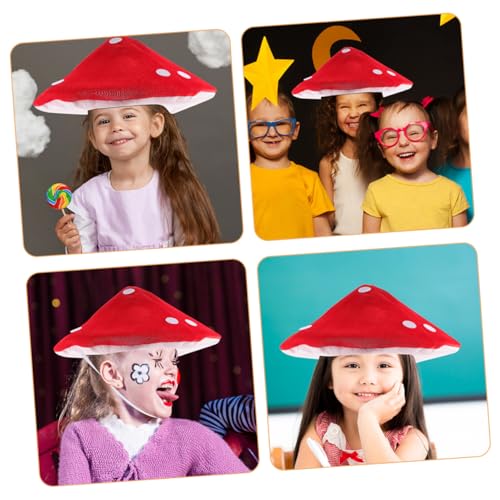 ZUNOXAZ 2 STÜCK Lustiger Pilzhut Kostümhut mit Elastischem Band Roter Cosplay Hut für Halloween Fasching Geburtstagsfeier Jungen Mädchen von ZUNOXAZ