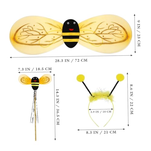 ZUNOXAZ 2 Sätze Bienen Kostüm Zubehör mit Bienchen Flügeln und Haarreif Leichtes Plastik Cosplay Accessoire für Geburtstag Fasching Karneval und Mottoparty von ZUNOXAZ