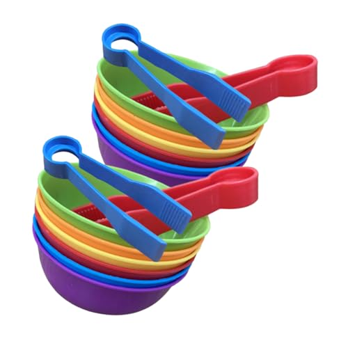 ZUNOXAZ 2 Sätze Farbige Klassifizierungsbecher mit Pinzetten Sortierspielzeug Farbige und Zuordnungsschalen für Vorschulkinder Lernspielzeug zur Hand Auge Koordination von ZUNOXAZ