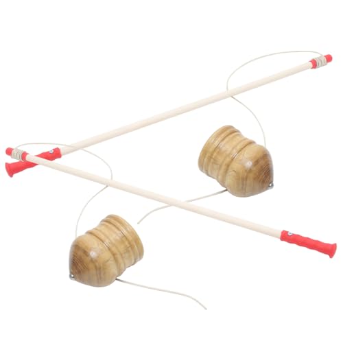 ZUNOXAZ 2 Sätze Holz Gyroskop Traditionelles Kinderspielzeug Erwachsene Fitness Decompression Gyro Lernspielzeug für Geschicklichkeit und Koordination von ZUNOXAZ