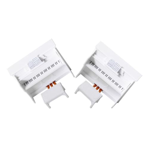 ZUNOXAZ 2 Sätze Miniatur Stehendes Klavier mit Hocker Puppenhaus Musik Requisiten Realistisches Tiny Piano Modell für Rollenspiele Kreative Mini Möbel für Fotoszene von ZUNOXAZ
