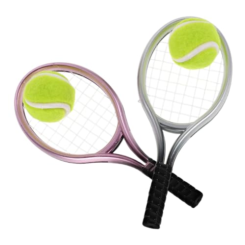 ZUNOXAZ 2 Sätze Miniatur Tennis Set Teiliges Puppenhaus Zubehör mit Schläger und Ball für Kreative Dekoration und Spielmöglichkeiten für Mini Sportveranstaltungen und Detailreiche Szenen von ZUNOXAZ