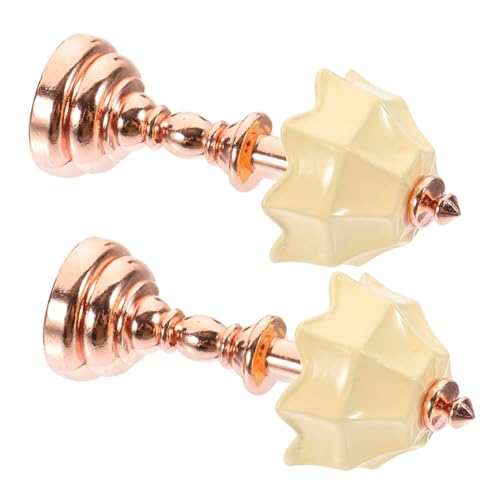 ZUNOXAZ 2 Stck. Miniaturisierte Tischlampe für Puppenhaus Realistische Beleuchtung Dekorative Tischleuchte Roségold mit Cremefarbigem Schirm für Dekorationen und Spielzimmer von ZUNOXAZ