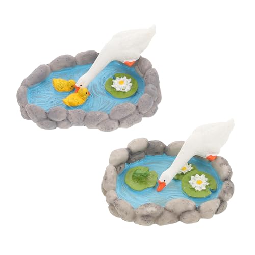 ZUNOXAZ 2 Stück Enten und Teich Dekoration Kreatives DIY Zubehör für Balkon Garten und Wohnzimmer mit Realistischem Teichdesign von ZUNOXAZ