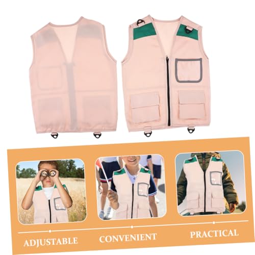 ZUNOXAZ 2stücke Entdeckerweste Für Junge Mädchen Abenteuerkostüm Für Junge Mädchen Outdoor-Kleidung Aus Stoff Vielseitige Weste Mit Taschen Für Kleine Gegenstände Campingweste Für von ZUNOXAZ