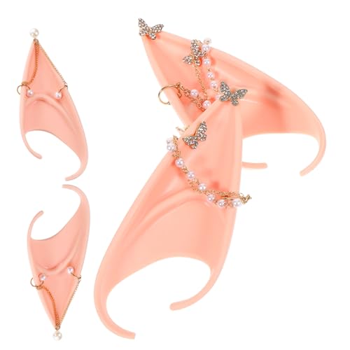 ZUNOXAZ 2 Stück Fake Perlen Elfenohren Ohrstecker Cosplay Schmuck Elegant Langlebig Flexibel für Halloween Party und Alltag Geeignet von ZUNOXAZ