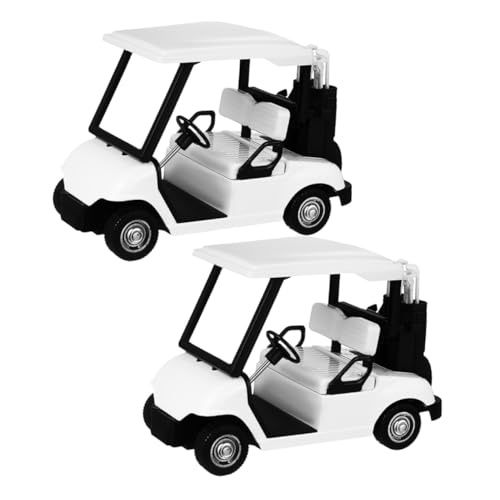 ZUNOXAZ 2 Stück Golfwagenmodell Karren Golf-Dekoration Schlag Figur klein Minigolfwagen für Minigolfwagen-Statue Mini-Golfwagen aus Druckguss Minigolf-Wagen Legierung Weiß von ZUNOXAZ