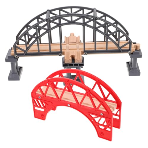 ZUNOXAZ 2 Stück Holzeisenbahn Zubehör Brücken Robustem Material Realistische Modelleisenbahn Brückenteile für Kreative Kompatibel mit Holzschienen Fördert Motorische und Kognitive von ZUNOXAZ