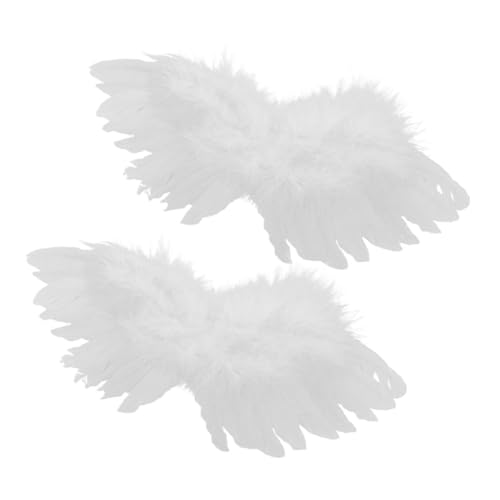 ZUNOXAZ 2 Stück Kleine Engelsflügel Weiß Weiche Formstabile Federschwingen für Puppendeko DIY Bastelprojekte Niedliche Flügel Requisiten für Kostüm und Dekoration von ZUNOXAZ