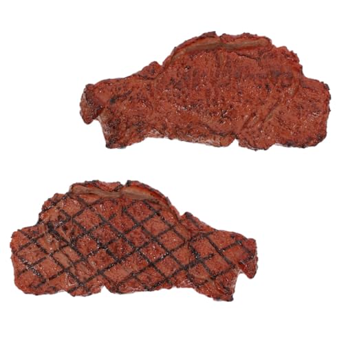ZUNOXAZ 2 Stück Künstliches Steak Modell Realistische Fake Food Requisiten für Fotografie und Dekoration Hochwertige wasserdichte und Langlebige Attrappen für Kreatives Spiel und von ZUNOXAZ