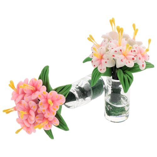 ZUNOXAZ 2 Stück Lilie Topfpflanze Pflanzen klein Dekoration Fälschung künstliche blüten Artificial Flower Dekorative Blumentöpfe raumdeko Miniatur-Blumenmodell winziges Blumendekor Glas von ZUNOXAZ