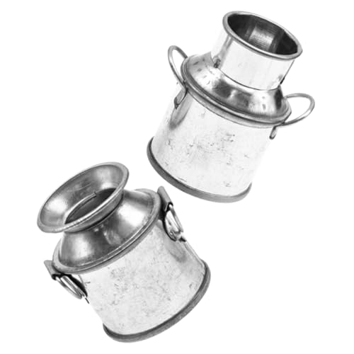 ZUNOXAZ 2 Stück Milchkännchen Mini Eimer für Puppenhaus Dekoration Kleine Blumentöpfe für Trockenblumen Hochwertige Metalloptik für Kreative Gestaltung von Miniaturszenen von ZUNOXAZ