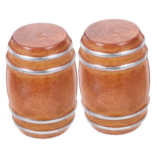 ZUNOXAZ 2 Stück Mini Holzfass Modell Teiliges Kleine Vintage Bierfässer Deko Zubehör für DIY Puppenhaus Szenen Dekoration Requisiten von ZUNOXAZ